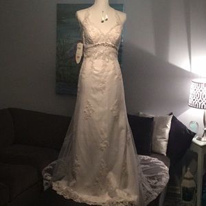 NWT beaded halter wedding gown.